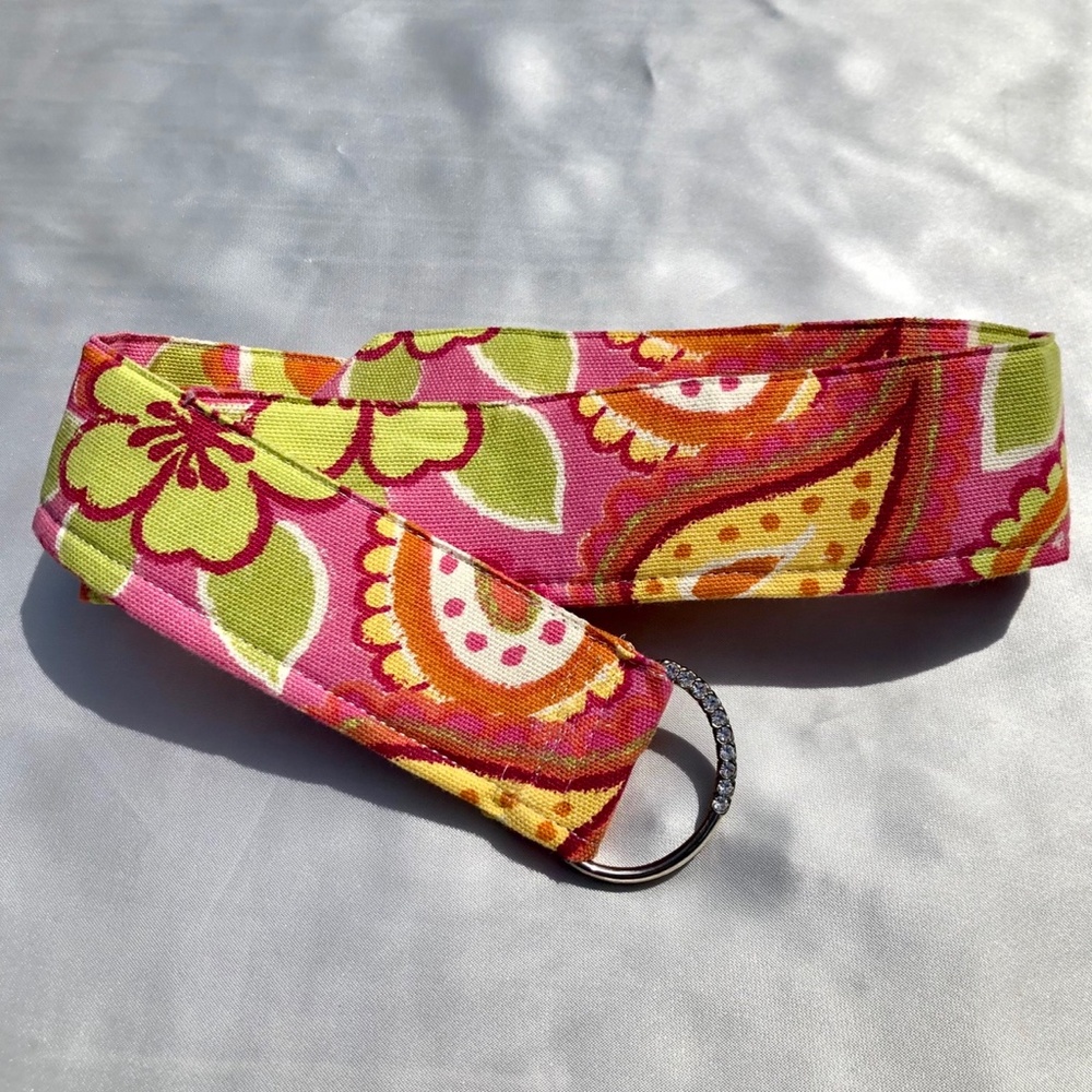 Paisley Print y2k Belt with Rhinestone Buckle
